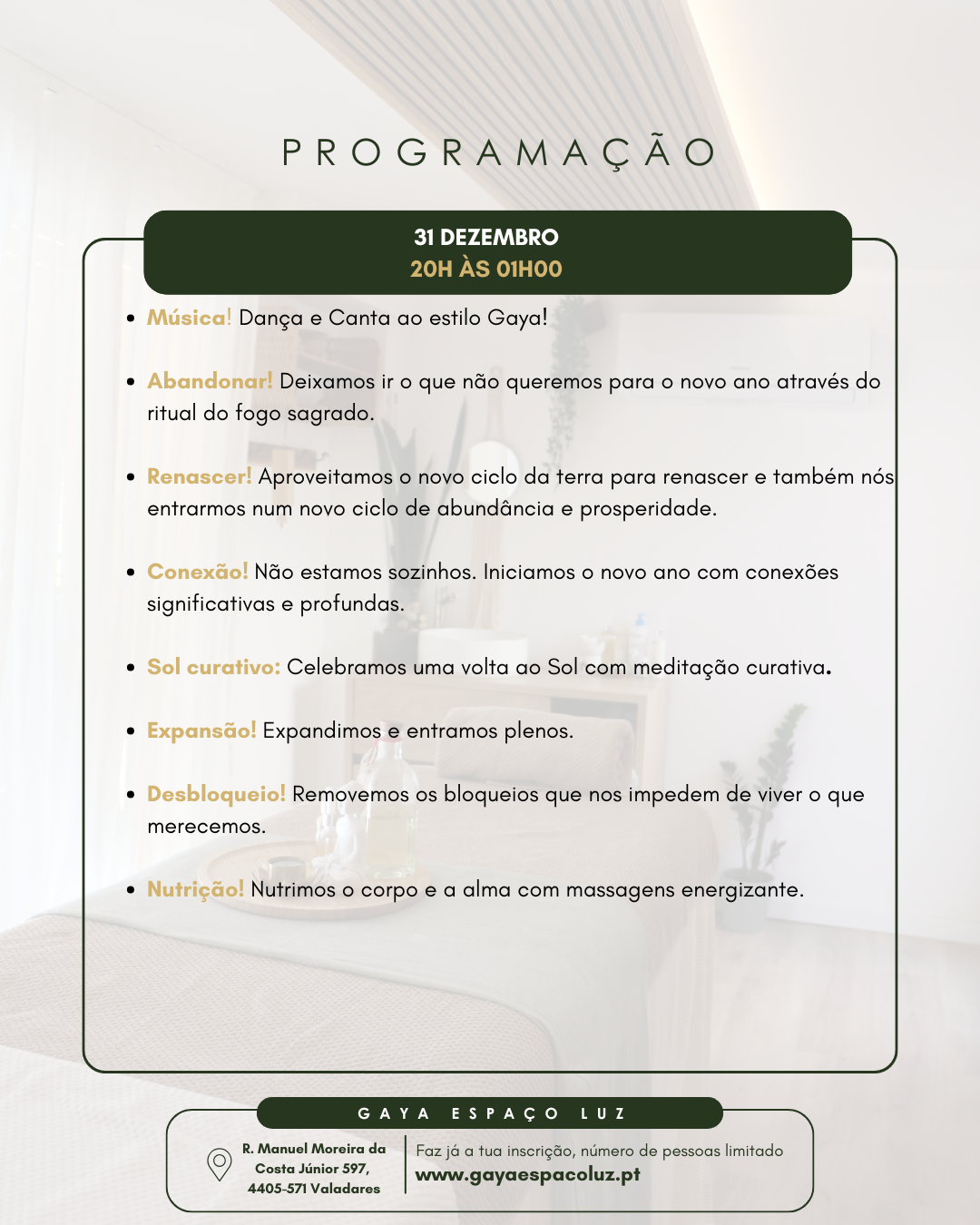 Passagem de ano no Gaya Espaço Luz 💫