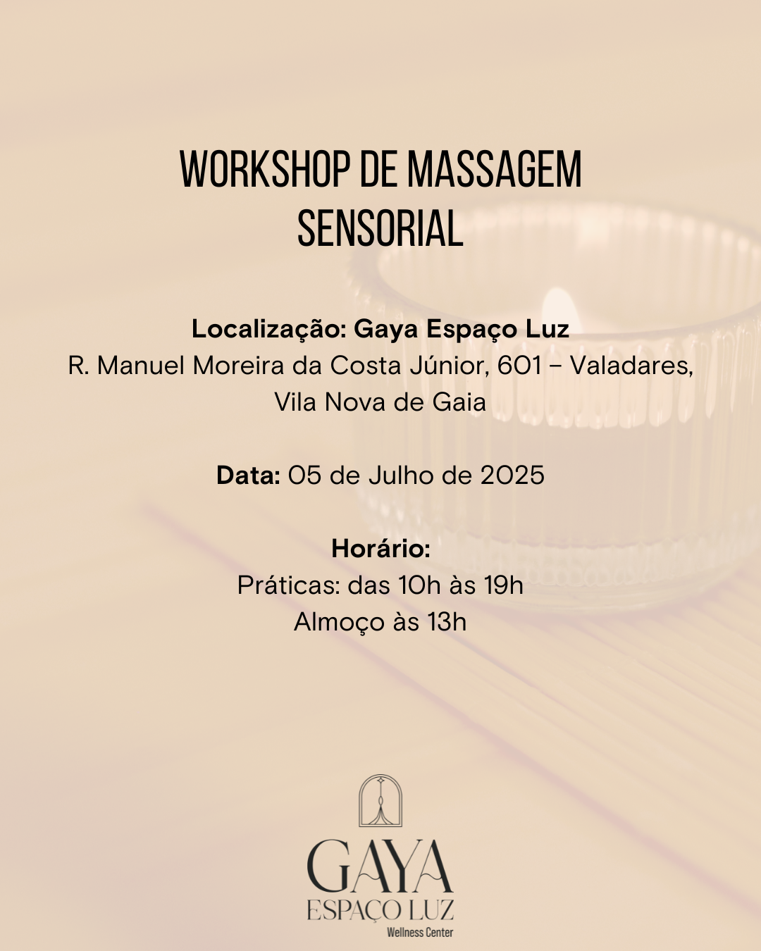 workshop de massagem sensorial - 05 de Julho